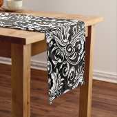 Paisleyblumenmusterstrudel Schwarz-weiß Großer Tischläufer (Beispiel)