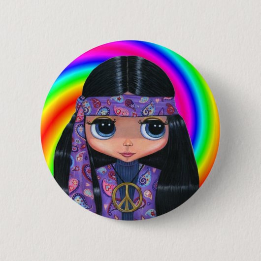 Paisleyhippie-Puppen-Strudel-Knopf Button (Vorderseite)