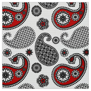 Paisleymuster, -SCHWARZES, -WEISS und -ROT Stoff