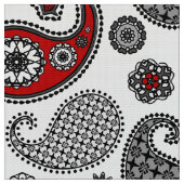 Paisleymuster, -SCHWARZES, -WEISS und -ROT Stoff (Nahaufnahme)