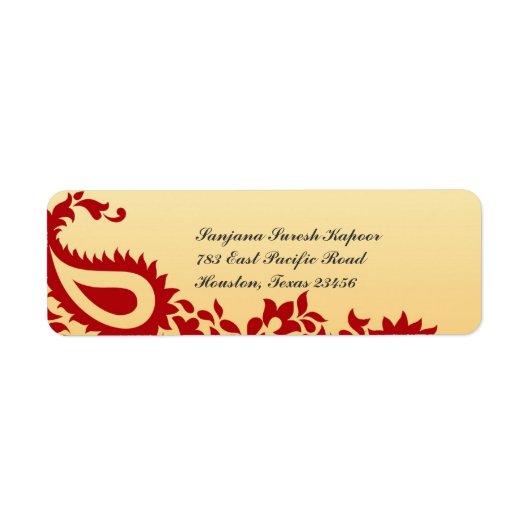 Paisleys Elegant Indian Return Address Label (Vorne)
