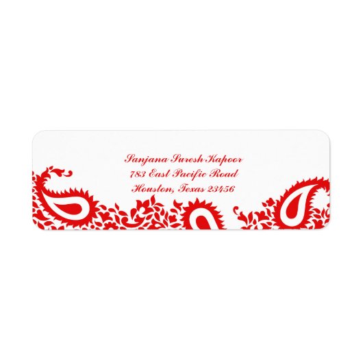 Paisleys Elegant Indian Return Address Label (Vorne)