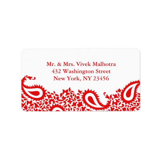 Paisleys Elegant Indian Shipping Address Label Adressaufkleber (Vorne)