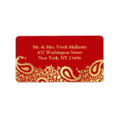 Paisleys Elegant Indian Shipping Address Label Adressaufkleber (Vorne)