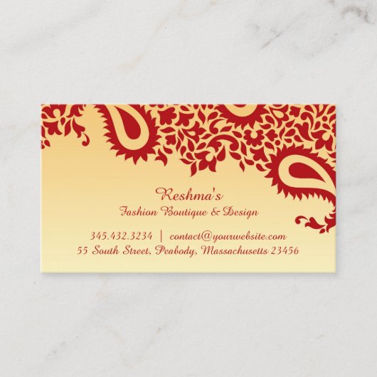 Paisleys Elegante Business Card Visitenkarte (Vorderseite)
