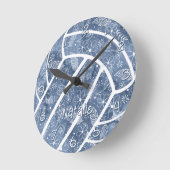 Paisleys Feathers Blume Denim Blue Volleyball Runde Wanduhr (Winkel)