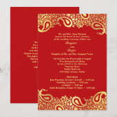 Paisleys Hochzeit mit Programm Flat Einladung (Vorne/Hinten)