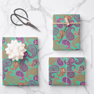 Paisleys-Muster Geschenkpapier Set