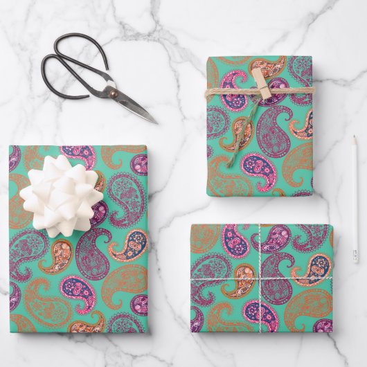 Paisleys Pattern Geschenkpapier Set (Vorderseite)