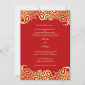 Paisleys rote Hochzeits-flache Einladung (Vorderseite)