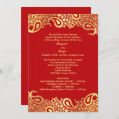Paisleys Wedding with Programs Flat Invitation Programm (Vorne/Hinten)