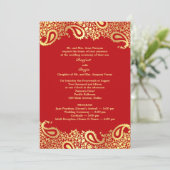 Paisleys Wedding with Programs Flat Invitation Programm (Stehend Vorderseite)