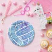 Paislies Blume Federn Muster blau Volleyball Pappteller (Party)