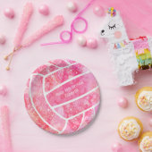 Paislies Blume federn rosa Volleyball Party Pappteller (Party)