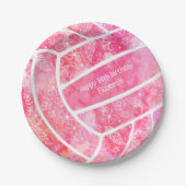 Paislies Blume federn rosa Volleyball Party Pappteller (Vorderseite)