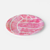 Paislies Blume federn rosa Volleyball Party Pappteller (Schrägansicht)