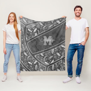 Paislies Federn Blume Dunkelgrau Volleyball Fleecedecke