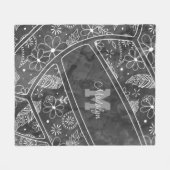 Paislies Federn Blume Dunkelgrau Volleyball Fleecedecke (Vorderseite (Horizontal))