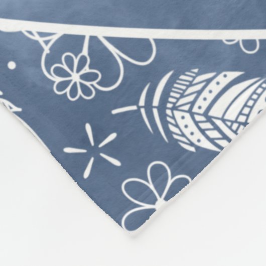 Paislies Federn Blume Muster blau Volleyball Fleecedecke (Ecke)