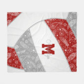 Paislies Federn Blume rotes Grauvolleyball Fleecedecke (Vorderseite (Horizontal))