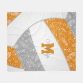 Paislies Federn Muster orange graue Volleyball Fleecedecke (Vorderseite (Horizontal))
