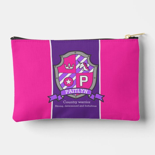Paitlyn-Name bedeutet rosa Wappen unicorn Zubehörtasche (Rückseite)