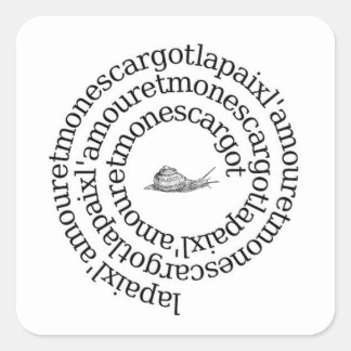 Paix, l'amour et mon escargot quadratischer aufkleber