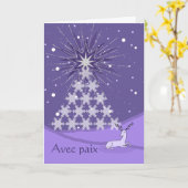 Paix Peace in French Christmas Tree and Deer Karte (Gelbe Blume)