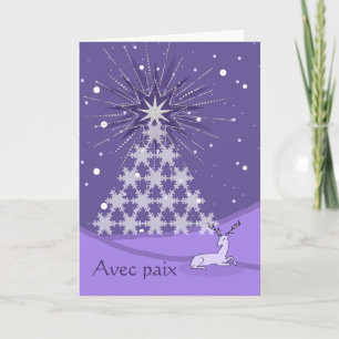 Paix Peace in French Christmas Tree and Deer Karte