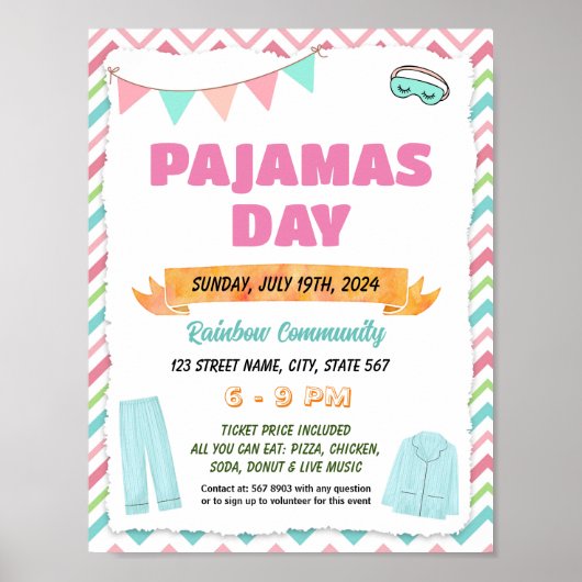 Pajama Day Flyer Plakatvorlage Poster (Vorne)