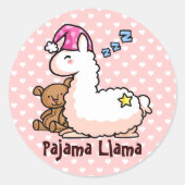 Pajama Llama Runder Aufkleber (Vorderseite)