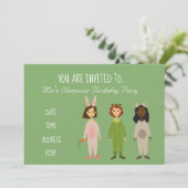 Pajama niedlich Slumber Geburtstagsparty Einladung (Stehend Vorderseite)