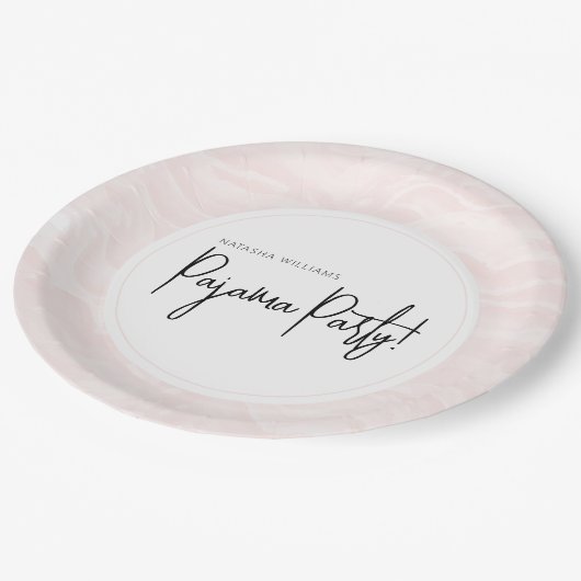 Pajama Party Abstrakt Soft Pink Muster Chic Pappteller (Schrägansicht)