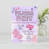 Pajama Party Birthday Einladung (Stehend Vorderseite)