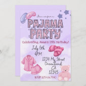 Pajama Party Birthday Einladung (Vorne/Hinten)