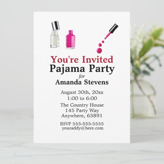 Pajama-Party Einladung (Stehend Vorderseite)