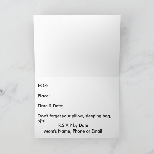 Pajama-Party Einladung (Innenseite)