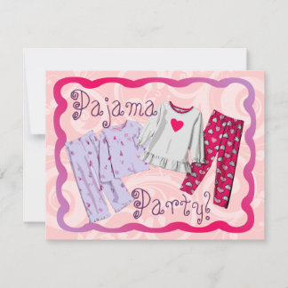Pajama Party Einladung, Rosa und Lila PJ Einladung