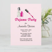 Pajama Party Einzigartige Girls Rosa Einladung (Stehend Vorderseite)