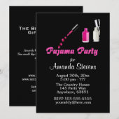 Pajama Party Einzigartige Girls Rosa Einladung (Vorne/Hinten)