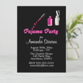 Pajama Party Einzigartige Girls Rosa Einladung (Stehend Vorderseite)