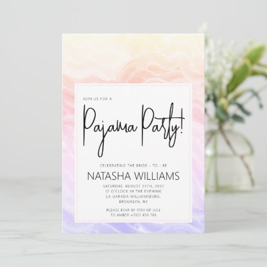 Pajama Party Frische Pasta machen Einladung (Stehend Vorderseite)