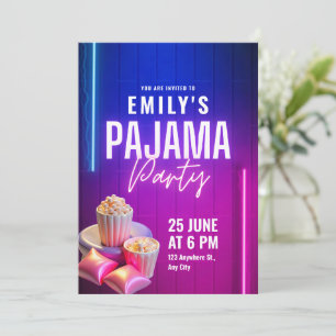 Pajama Party Geburtstagseinladung, Sleepover Birth Einladung