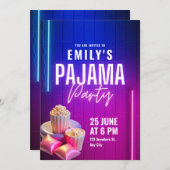 Pajama Party Geburtstagseinladung, Sleepover Birth Einladung (Vorne/Hinten)