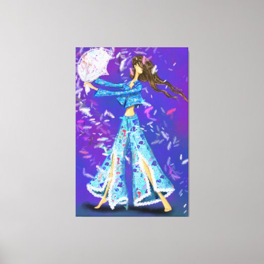 Pajama Party Girl Canvas Kissen Kissen Kämpfen - S Leinwanddruck (Vorderseite)