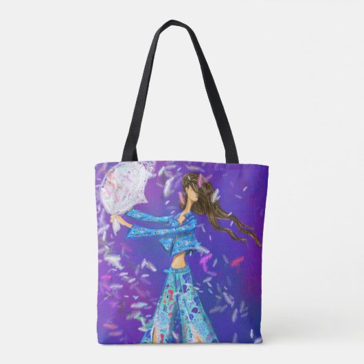 Pajama Party Girl Tote Bag Kissen Kampf - Girl Tasche (Rückseite)