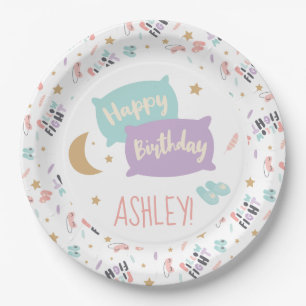 Pajama Party Girls Jegliches Alters Happy Birthday Pappteller