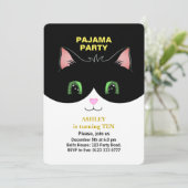 Pajama Party & Niedlich Tuxedo Katze Einladung (Stehend Vorderseite)