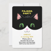 Pajama Party & Niedlich Tuxedo Katze Einladung (Vorderseite)