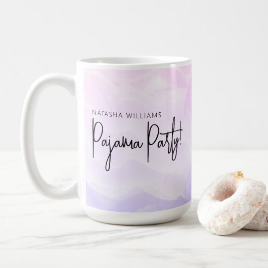 Pajama Party Pastel Pink Lila Moderne Kaffeetasse (Mit Donut)